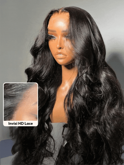 13x4 HD Real Scalp Pre Everything Lace Frontal Natural Black Body Wave Wig With Elastic Drawstring