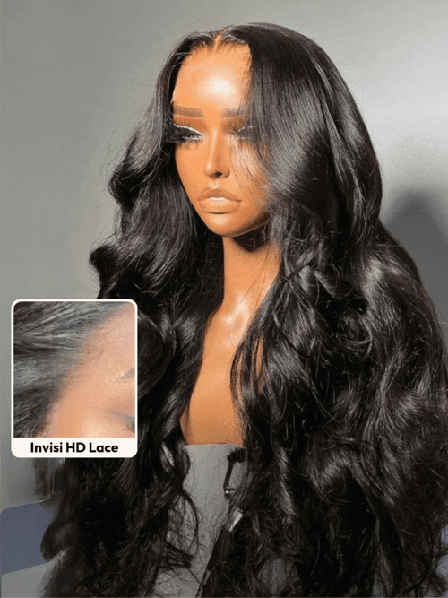 13x4 HD Real Scalp Pre Everything Lace Frontal Natural Black Body Wave Wig With Elastic Drawstring