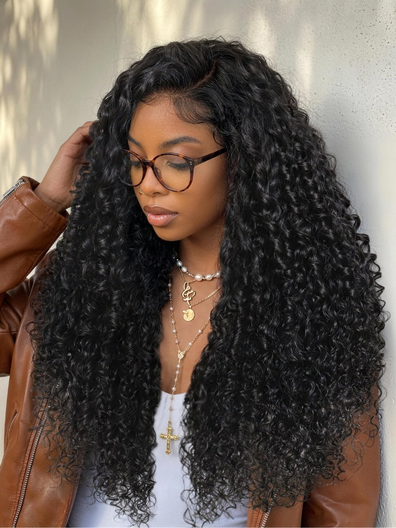 13x4 Pre Everything Side Part Springy curls With a Natural Coily Lace Frontal Wig With Invisi Drawstring