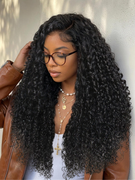 13x4 Pre Everything Side Part Springy curls With a Natural Coily Lace Frontal Wig With Invisi Drawstring