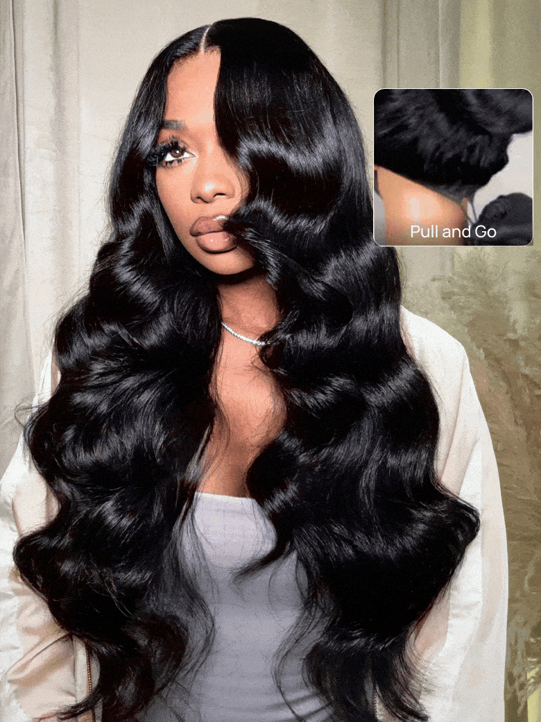 13x4 HD Real Scalp Pre Everything Lace Frontal Natural Black Body Wave Wig With Elastic Drawstring
