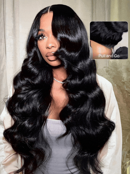 13x4 HD Real Scalp Pre Everything Lace Frontal Natural Black Body Wave Wig With Elastic Drawstring