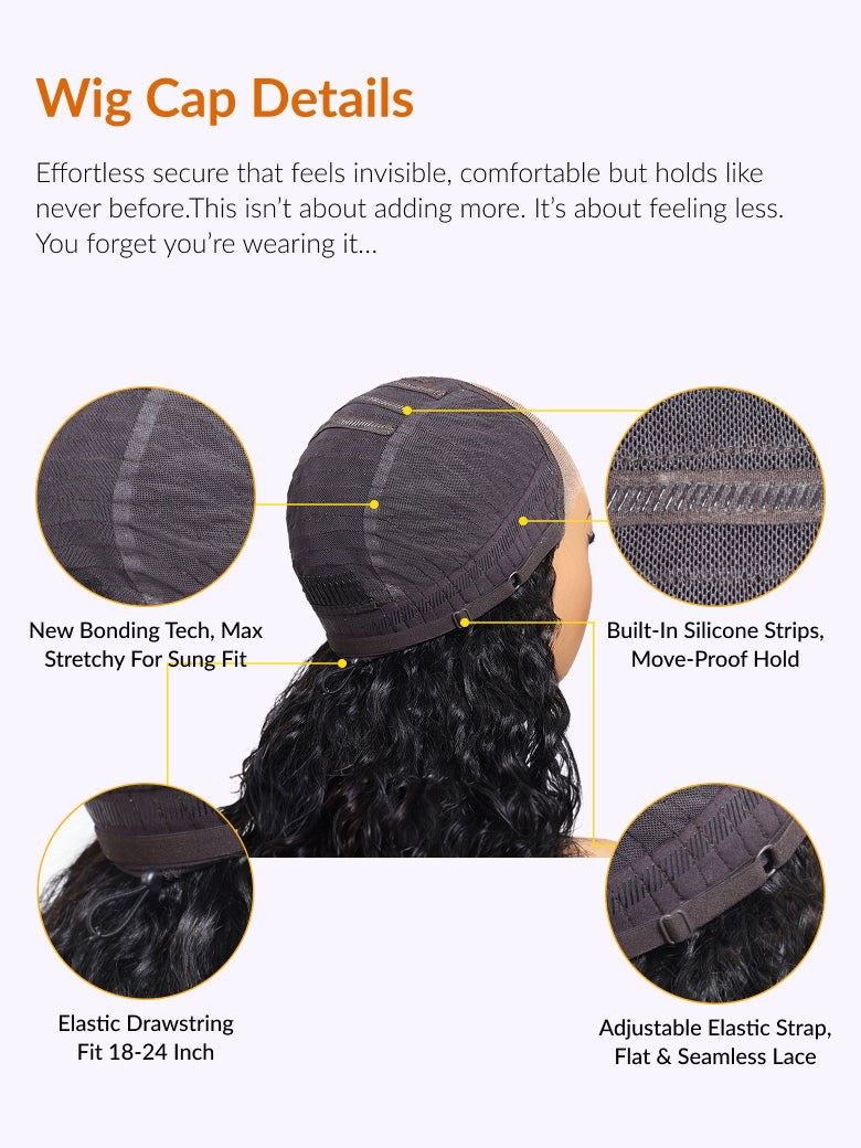 13x4 Pre Everything Micro Water Wave Natural Ripple Curl Organic Ripple Wave Lace Frontal Wig With Invisi Drawstring