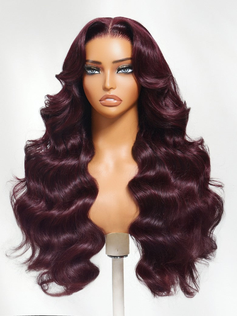 Black Cherry Lace Frontal Dark Burgundy Wig-Long Layered Cut & Pre Everything & Flash Sale