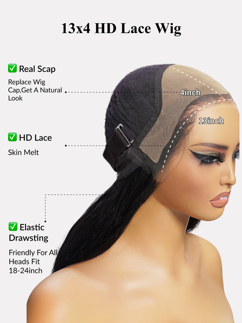 [22''=$135]180% Density 13x4 Pre-Everything Loose Wave Glueless Lace Frontal Wig –Feathered Style and Elastic Drawstring Flash Sale