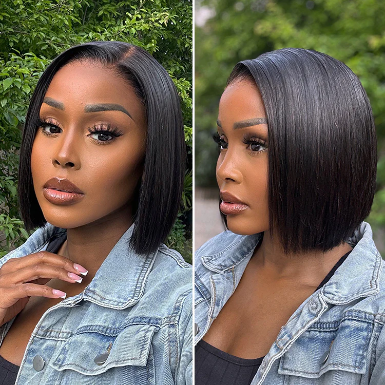 ✨ Ready-to-Wear Highlight Bob Wig – Glueless Short Layered 5x5 Closure Pre-Cut Lace Wig