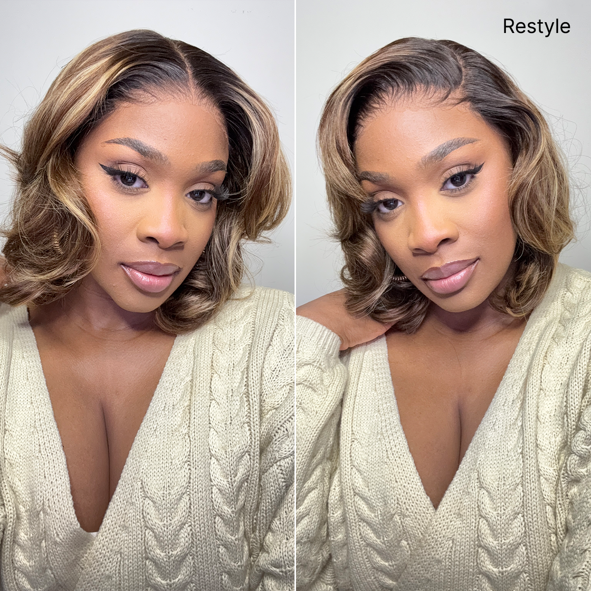 ✨ Ready-to-Wear Highlight Bob Wig – Glueless Short Layered 5x5 Closure Pre-Cut Lace Wig