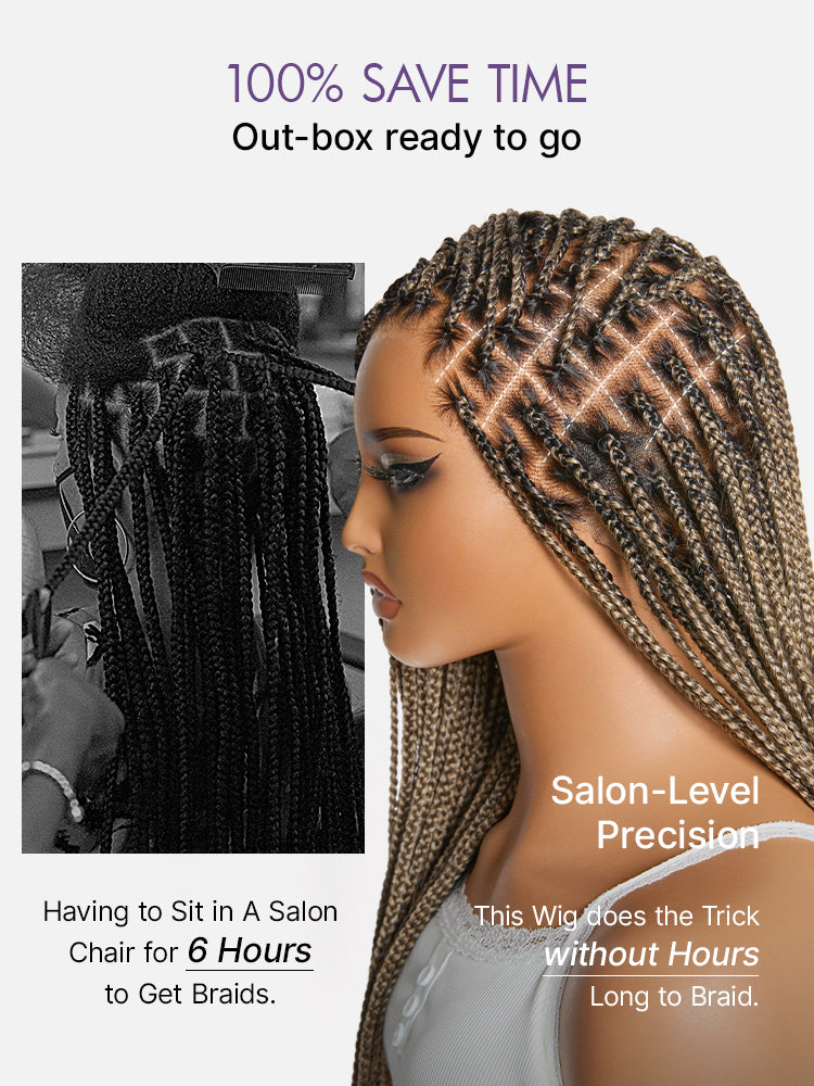🔥 Last Day: 58% OFF | Seamless Knotless Braids HD Lace Wig ✨ • SAGGIUS™