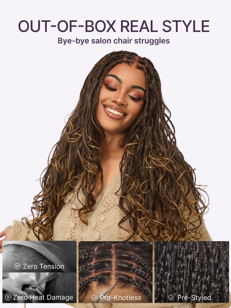 🔥 Last Day: 58% OFF | Seamless Knotless Braids HD Lace Wig ✨ • SAGGIUS™