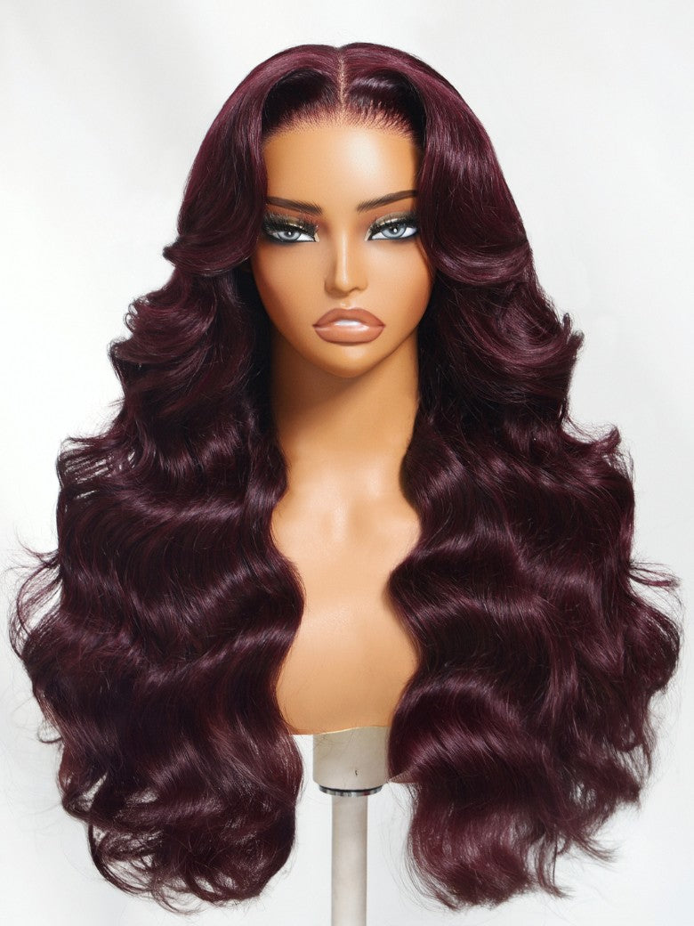 Black Cherry Lace Frontal Dark Burgundy Wig-Long Layered Cut & Pre Everything & Flash Sale