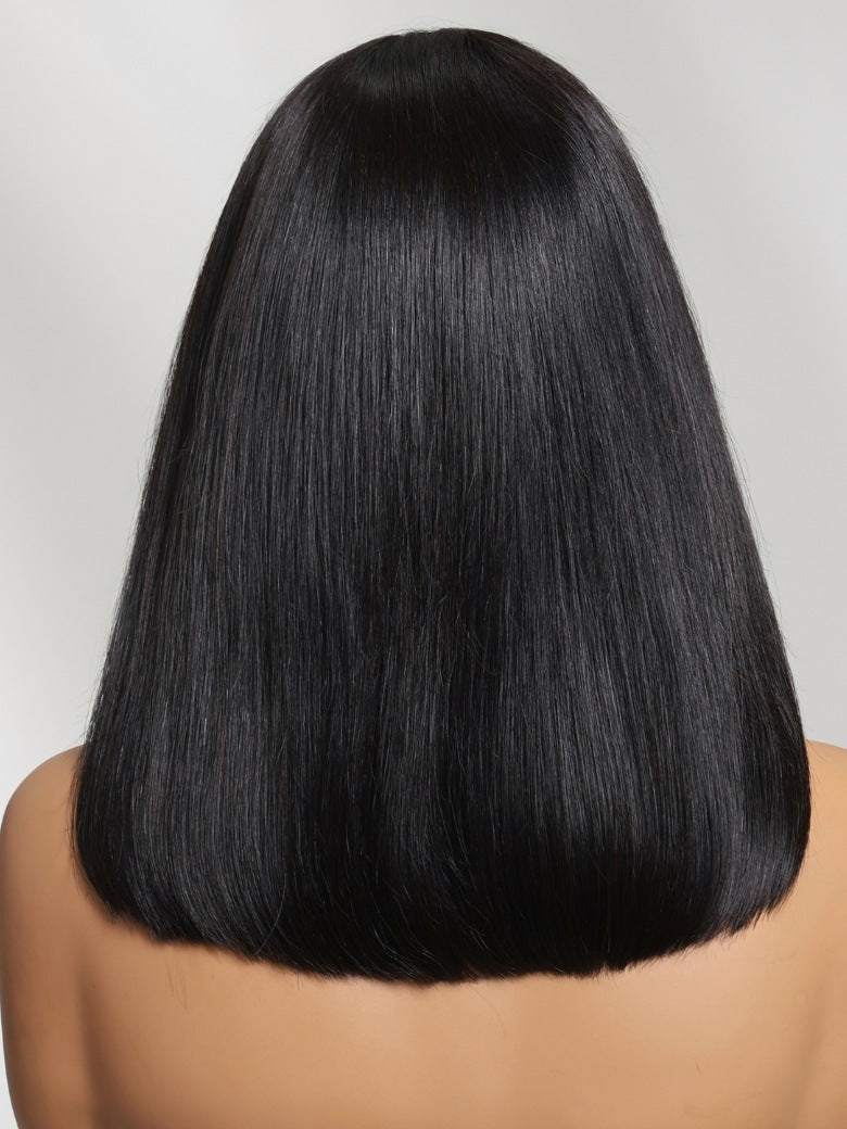 7x5 No Slip Pre-Cut Lace Blunt Cut Silky Straight Bob Wig With Elastic Drawstring Flash Sale