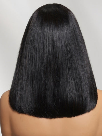 7x5 No Slip Pre-Cut Lace Blunt Cut Silky Straight Bob Wig With Elastic Drawstring Flash Sale