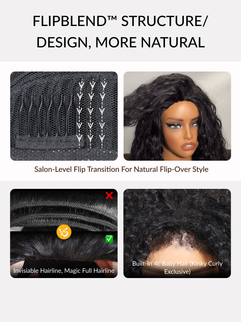 Blend & Secure Blow-out Natural Black Yaki Straight Bob Half Wig With Invisi Drawstring