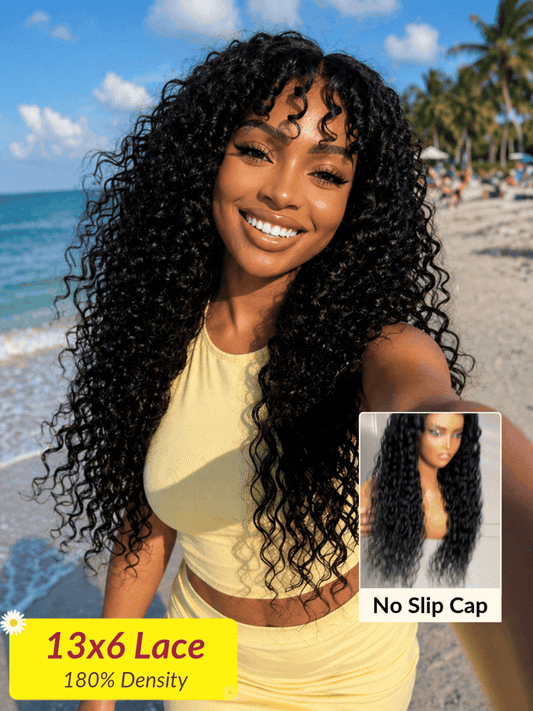 [180% Density]13x6/ 7x5 HD Wet And Wavy Water Wave Bye Bye Knots Pre-Cut Lace Frontal Wigs With Elastic Drawstring