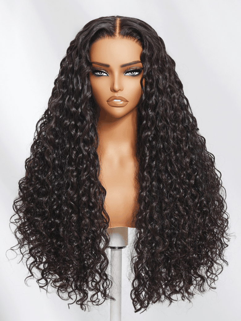 [180% Density]13x6/ 7x5 HD Wet And Wavy Water Wave Bye Bye Knots Pre-Cut Lace Frontal Wigs With Elastic Drawstring