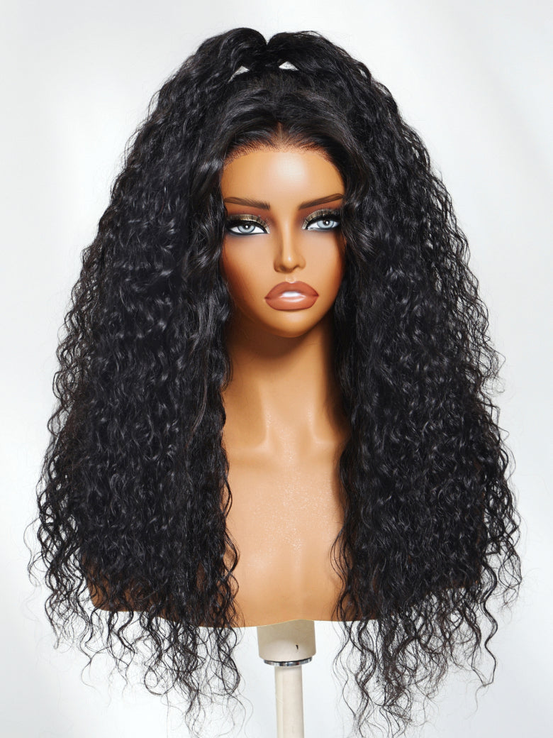 [180% Density]13x6/ 7x5 HD Wet And Wavy Water Wave Bye Bye Knots Pre-Cut Lace Frontal Wigs With Elastic Drawstring