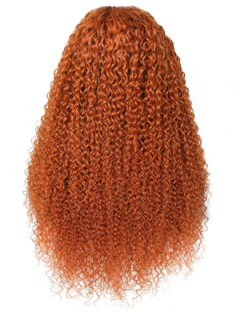 [24''=$109]180% Density Ginger Orange Jerry Curly 4x0.75 Lace Part Wigs Human Hair Flash Sale