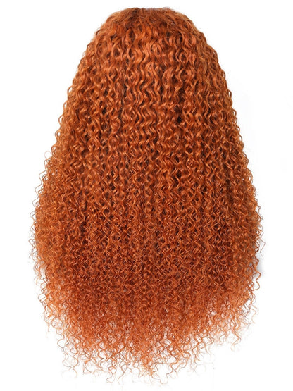 [24''=$109]180% Density Ginger Orange Jerry Curly 4x0.75 Lace Part Wigs Human Hair Flash Sale