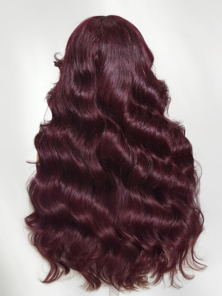 Black Cherry Lace Frontal Dark Burgundy Wig-Long Layered Cut & Pre Everything & Flash Sale