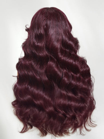 Black Cherry Lace Frontal Dark Burgundy Wig-Long Layered Cut & Pre Everything & Flash Sale