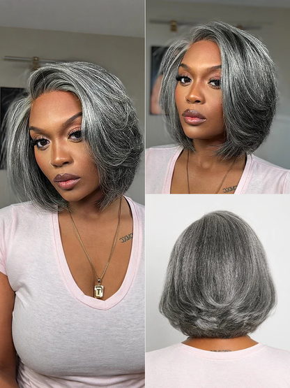 ✨ Ready-to-Wear Highlight Bob Wig – Glueless Short Layered 5x5 Closure Pre-Cut Lace Wig