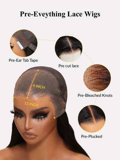 [Free Hot Comb]180% Density 7x5/ 13x4 Pre-Everything Water Wave & Curly Mixed Pre Cut Lace Frontal Human Hair Wigs With Invisi Drawstring