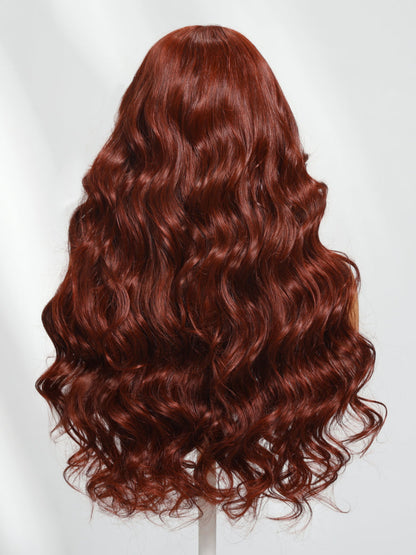 Body Wave Shake And Go Wigs 150% Density Reddish Brown 7x5 Bye Bye Knots Pre-Cut Lace Human Hair Wigs With Pre-Plucked