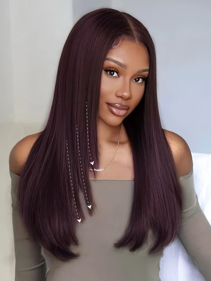 Black Cherry Lace Frontal Dark Burgundy Wig-Long Layered Cut & Pre Everything & Flash Sale