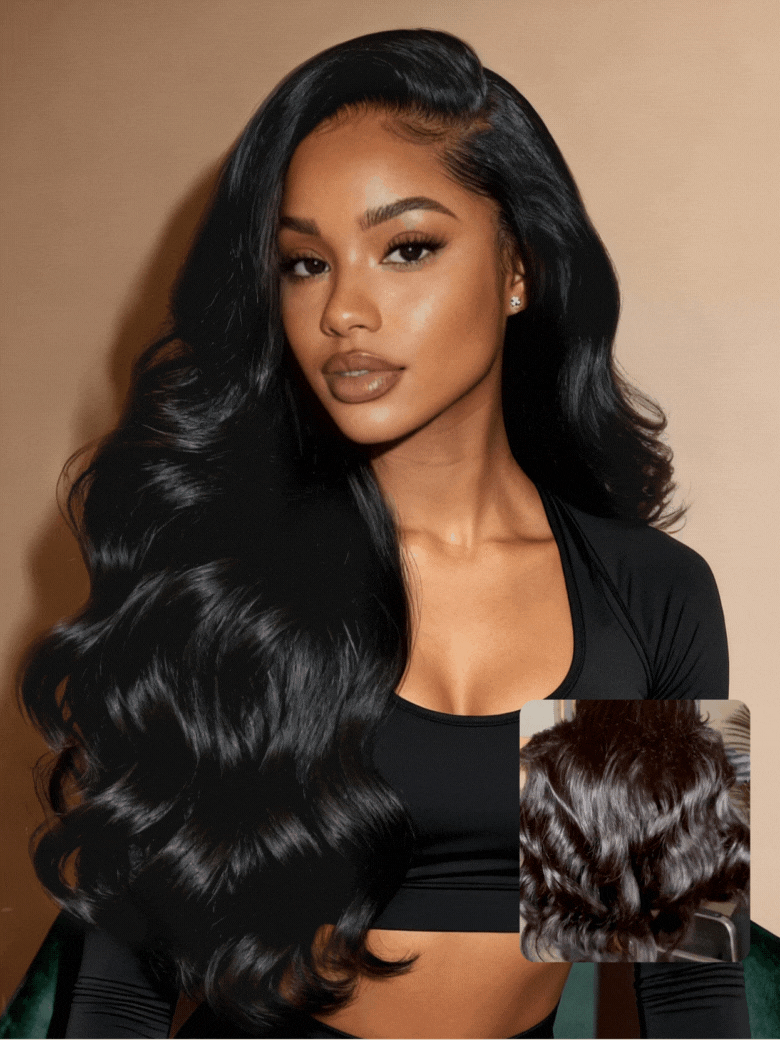 13x4 HD Real Scalp Pre Everything Lace Frontal Natural Black Body Wave Wig With Elastic Drawstring