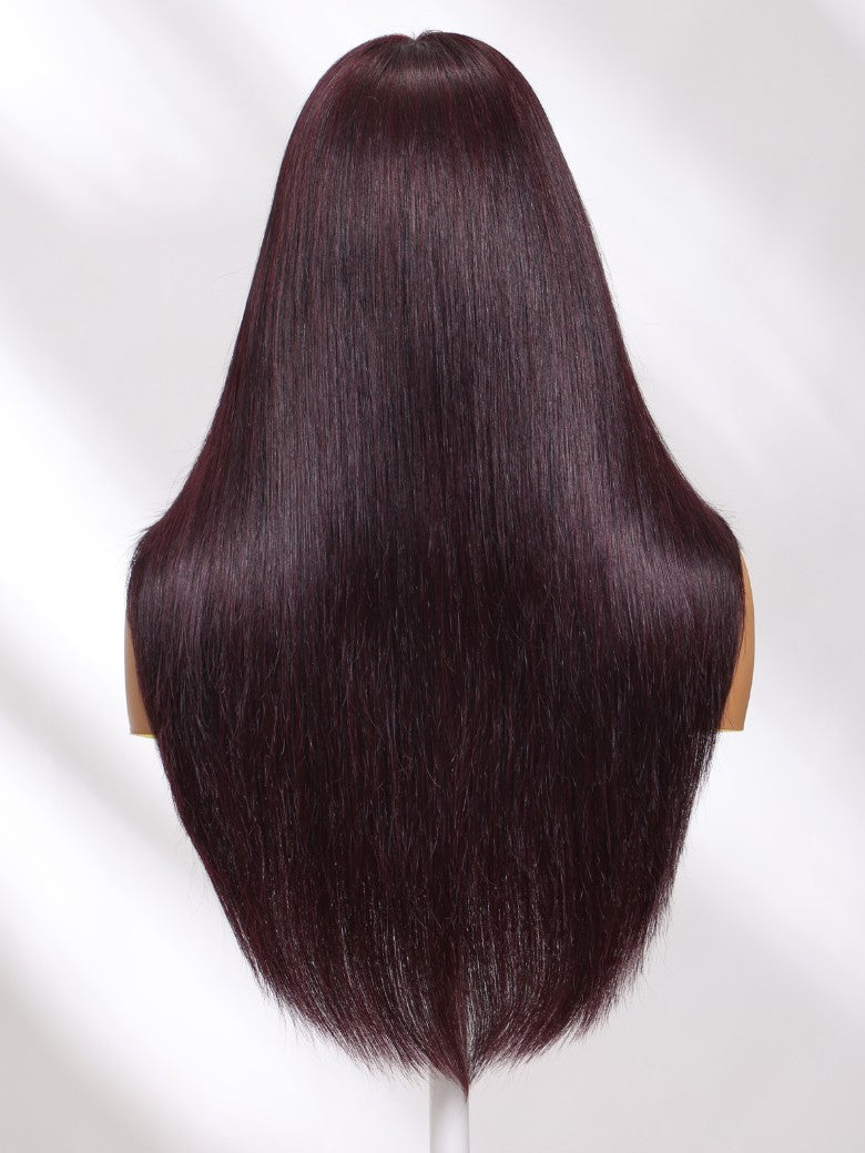 Black Cherry Lace Frontal Dark Burgundy Wig-Long Layered Cut & Pre Everything & Flash Sale