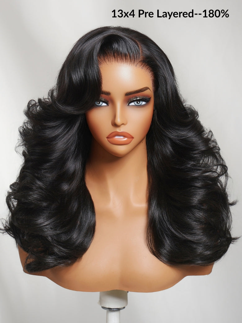 [22''=$135]180% Density 13x4 Pre-Everything Loose Wave Glueless Lace Frontal Wig –Feathered Style and Elastic Drawstring Flash Sale