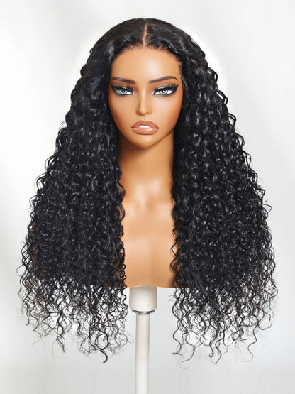 [Free Hot Comb]180% Density 7x5/ 13x4 Pre-Everything Water Wave & Curly Mixed Pre Cut Lace Frontal Human Hair Wigs With Invisi Drawstring