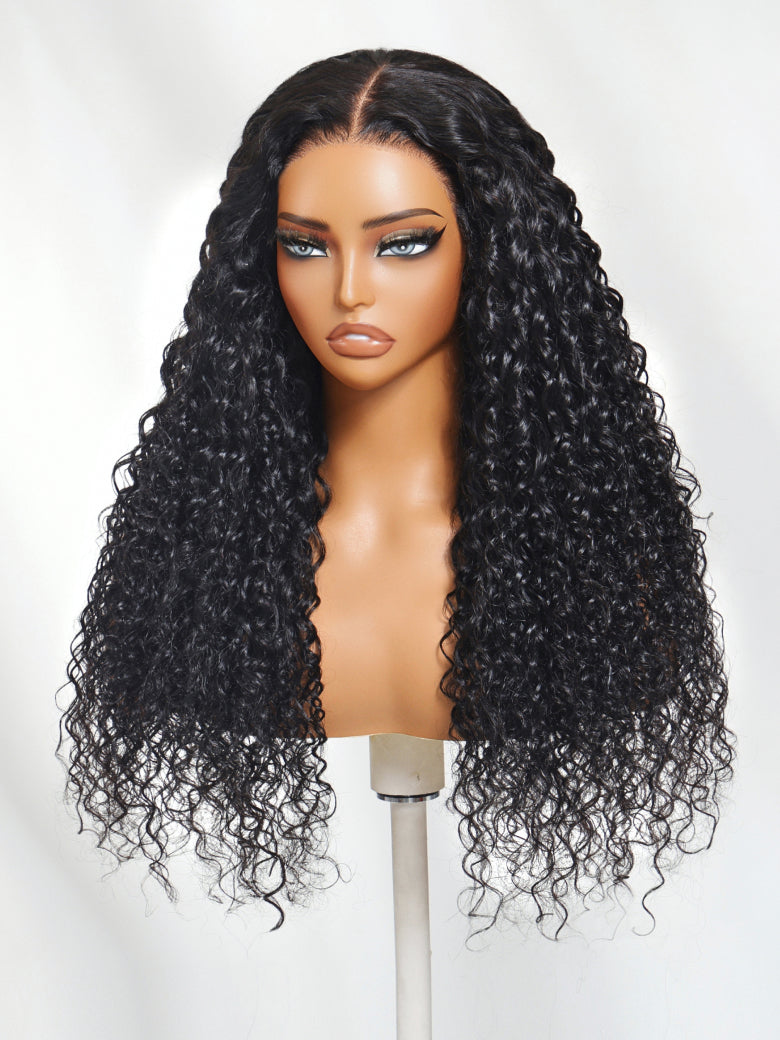 [Free Hot Comb]180% Density 7x5/ 13x4 Pre-Everything Water Wave & Curly Mixed Pre Cut Lace Frontal Human Hair Wigs With Invisi Drawstring