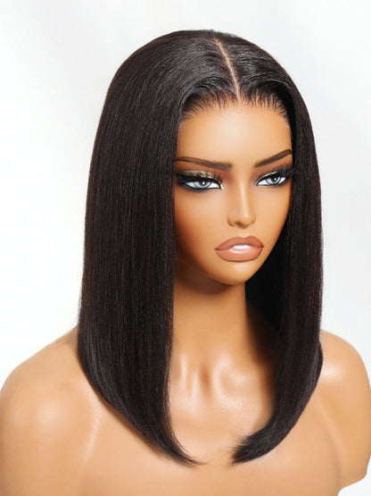 Blunt Cut Light Yaki Straight 7x5 Pre-Cut Lace Bye Bye Knots Glueless Bob Wig Pre-plucked Flash Sale