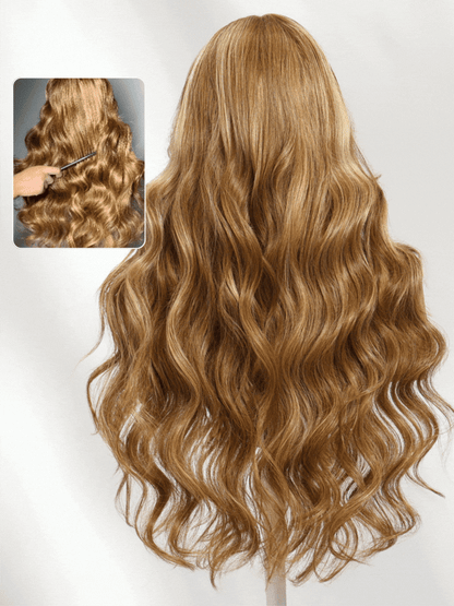 7x5 Pre-Cut Body Wave Bye Bye Knots Honey Blonde Glueless Highlights Lace Human Hair Wig