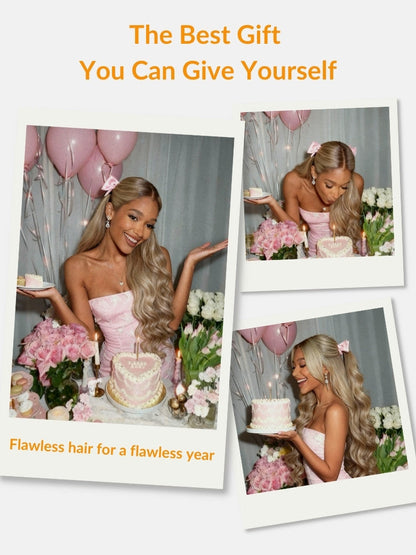 Ash Blonde Glow 13x4 Pre Everything Lace Frontal Body Wave Wig With Invisi Drawstring