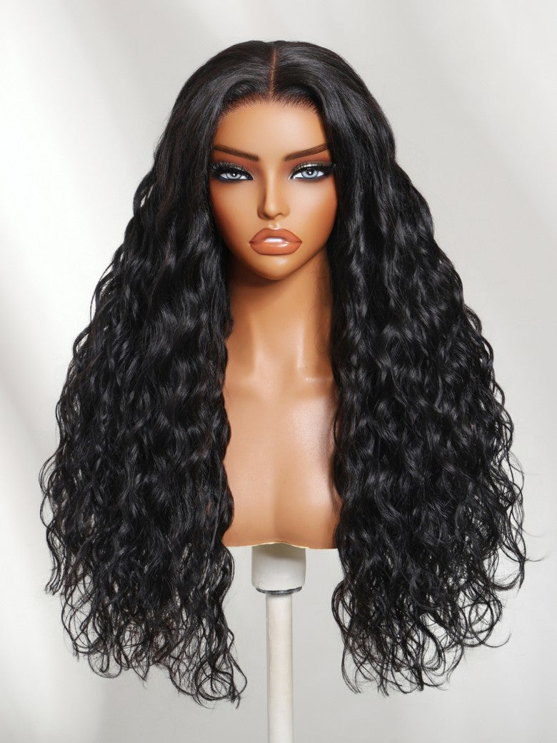 13x4 Pre Everything Micro Water Wave Natural Ripple Curl Organic Ripple Wave Lace Frontal Wig With Invisi Drawstring