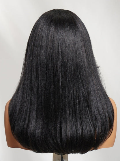 7x5 Pre Cut Side-Part Blowout Lob Yaki Straight Lace Part Wig With Face-framing Feathered Layers