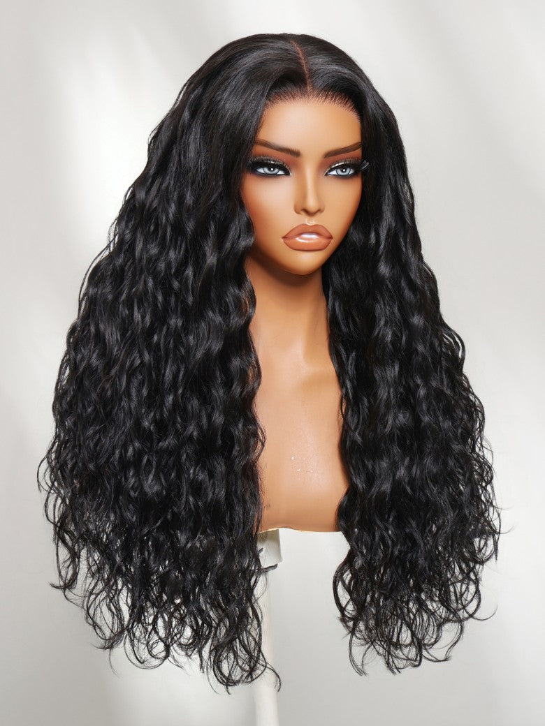 13x4 Pre Everything Micro Water Wave Natural Ripple Curl Organic Ripple Wave Lace Frontal Wig With Invisi Drawstring