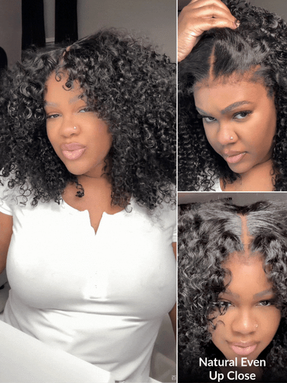 7x5 Pre Cut 200% 4C Kinky Edge Baby Hair Curly Pre-Cut Lace Human Hair Wigs Bleached Knots With Invisi Drawstring