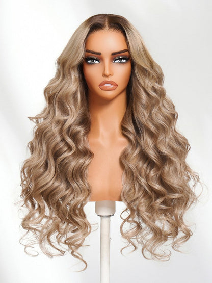 Ash Blonde Glow 13x4 Pre Everything Lace Frontal Body Wave Wig With Invisi Drawstring