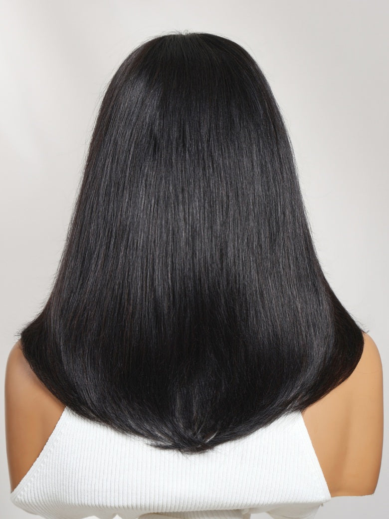 7x5 Pre Cut Blowout Bob Shoulder Length Straight Lace Wig With Face-framing feathered layers
