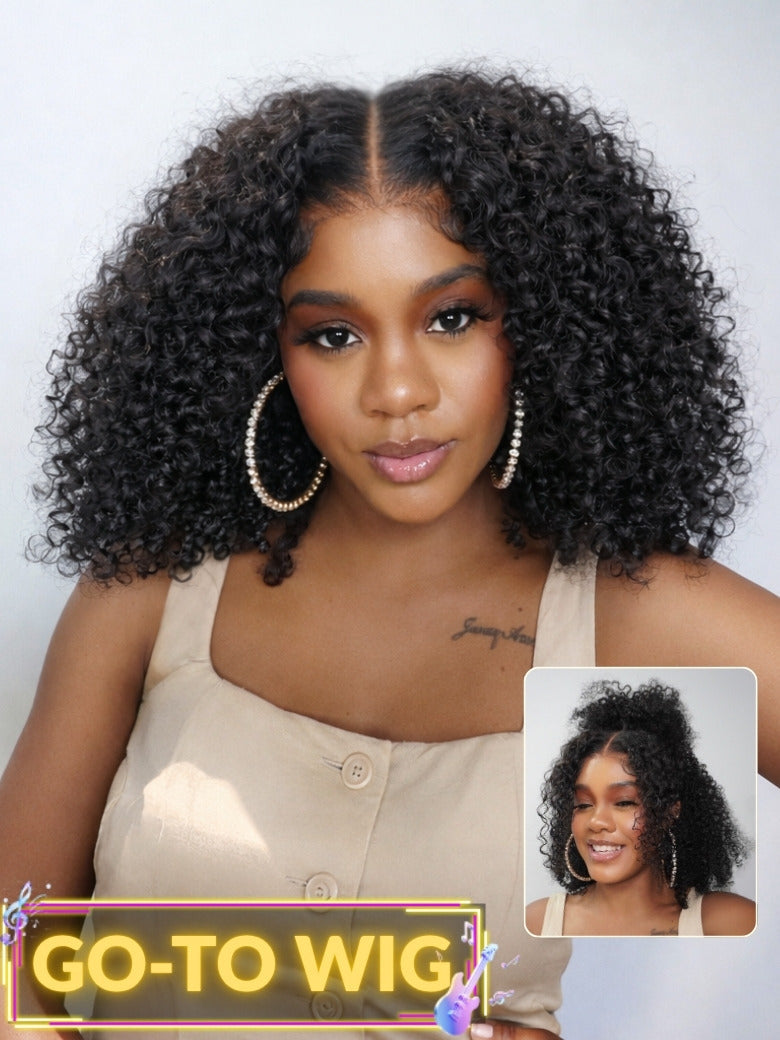 7x5 Pre Cut 200% 4C Kinky Edge Baby Hair Curly Pre-Cut Lace Human Hair Wigs Bleached Knots With Invisi Drawstring