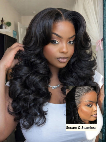 [22''=$135]180% Density 13x4 Pre-Everything Loose Wave Glueless Lace Frontal Wig –Feathered Style and Elastic Drawstring Flash Sale