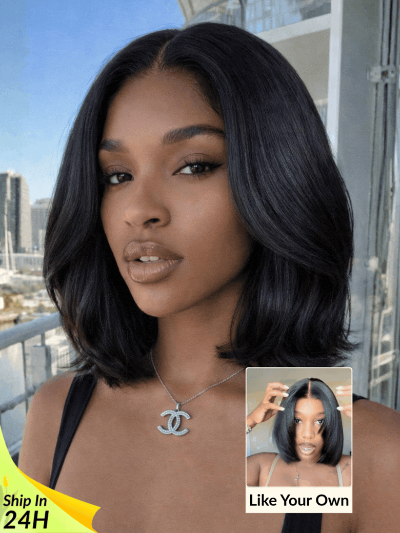Blunt Cut Light Yaki Straight 7x5 Pre-Cut Lace Bye Bye Knots Glueless Bob Wig Pre-plucked Flash Sale