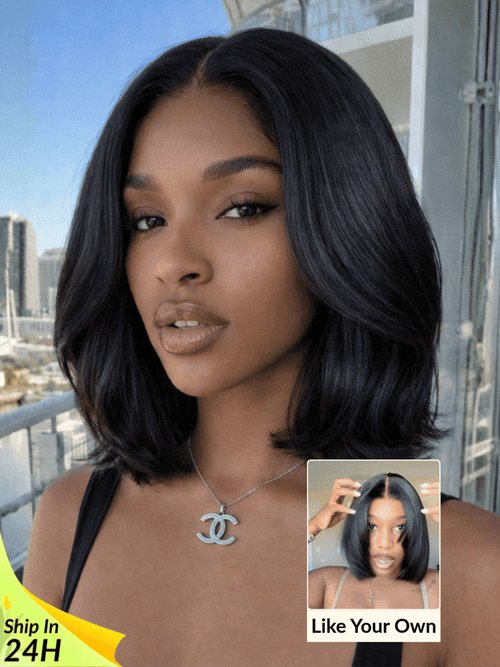 Blunt Cut Light Yaki Straight 7x5 Pre-Cut Lace Bye Bye Knots Glueless Bob Wig Pre-plucked Flash Sale