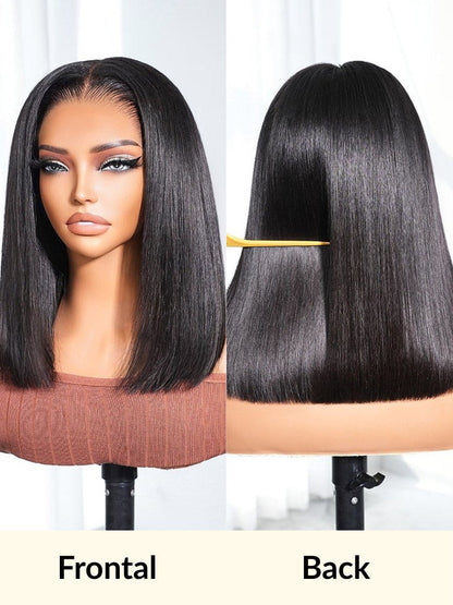 Blunt Cut Light Yaki Straight 7x5 Pre-Cut Lace Bye Bye Knots Glueless Bob Wig Pre-plucked Flash Sale