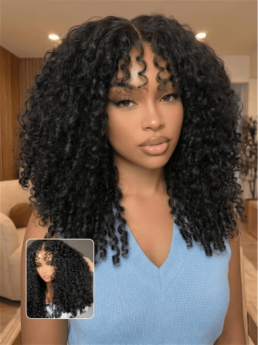 Pre-Styled Finger Coils Wig 7x5 Bye Bye Knots Glueless Spiral Curls Water Curly Hair Twist Out At The End Put On and Go Human Hair Wigs