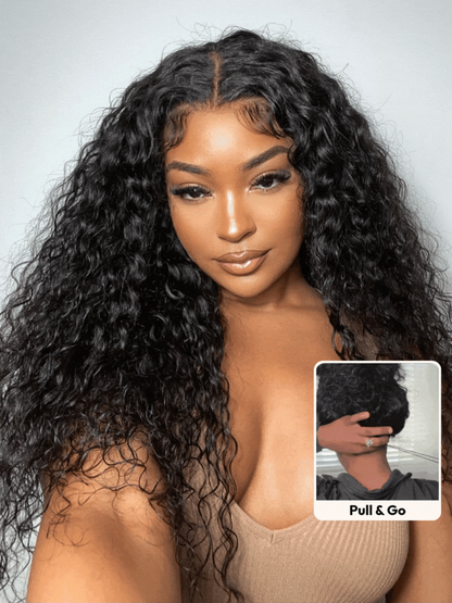 [Free Hot Comb]180% Density 7x5/ 13x4 Pre-Everything Water Wave & Curly Mixed Pre Cut Lace Frontal Human Hair Wigs With Invisi Drawstring