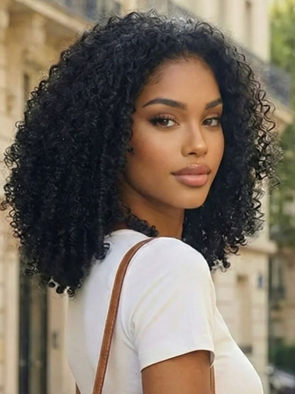Flash Sale Afro Kinky Curly Pre-Styled Finger Coils EasiContour™ V Part Wig With Invisi Drawstring Sunber